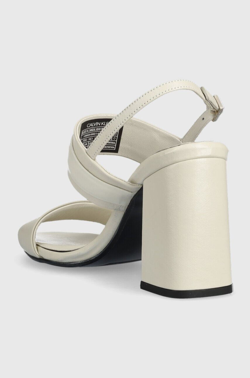 Calvin Klein Kožené sandále BLOCK HL SANDAL 85HH W/HW biela farba HW0HW01486 - Pepit.sk