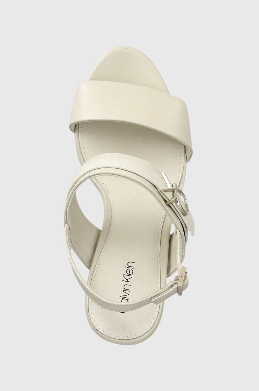 Calvin Klein Kožené sandále BLOCK HL SANDAL 85HH W/HW biela farba HW0HW01486 - Pepit.sk