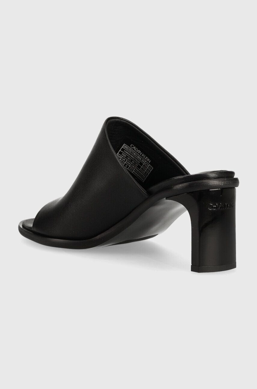 Calvin Klein Kožené šľapky CURVED STILETTO MULE dámske čierna farba na podpätku HW0HW01628 - Pepit.sk