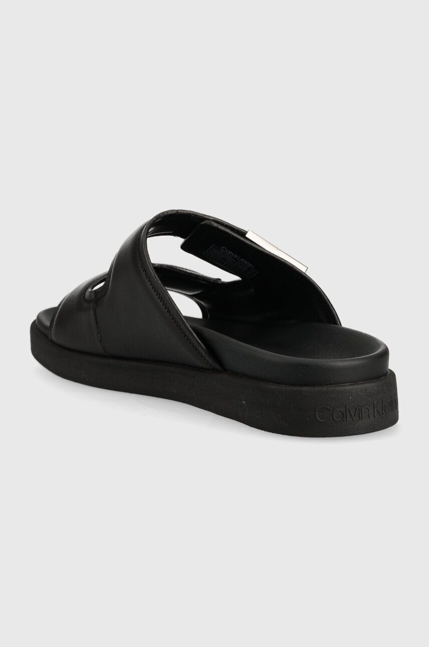 Calvin Klein Kožené šľapky DOUBLE STRAP SANDAL pánske čierna farba HM0HM00945 - Pepit.sk