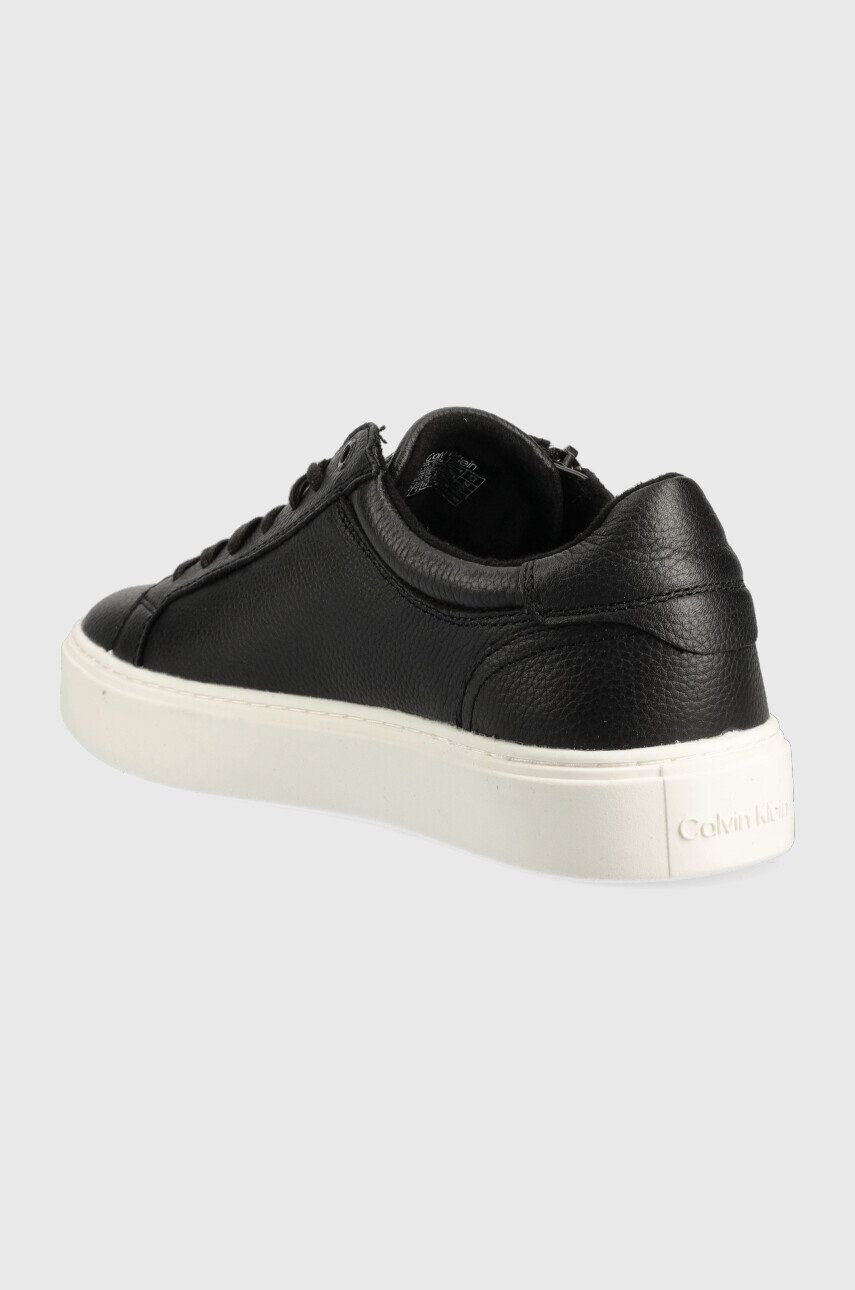 Calvin Klein Kožené tenisky Low Top Lace Up W/Zip Low Top Lace Up W/zip čierna farba - Pepit.sk