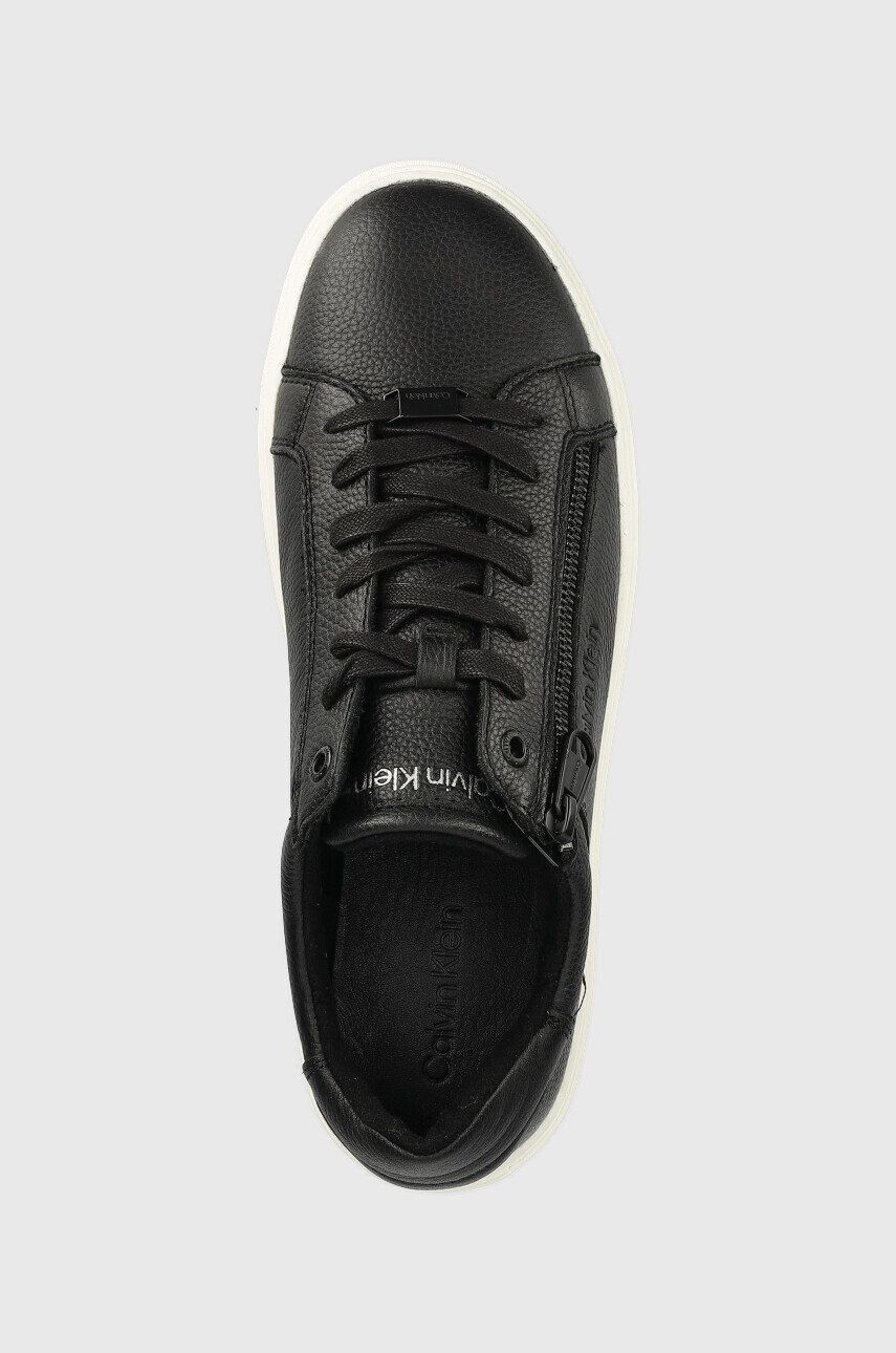 Calvin Klein Kožené tenisky Low Top Lace Up W/Zip Low Top Lace Up W/zip čierna farba - Pepit.sk