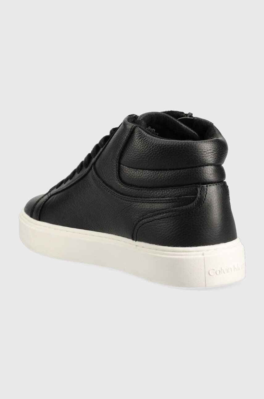 Calvin Klein Kožené tenisky High Top Lace Up W/Zip čierna farba - Pepit.sk