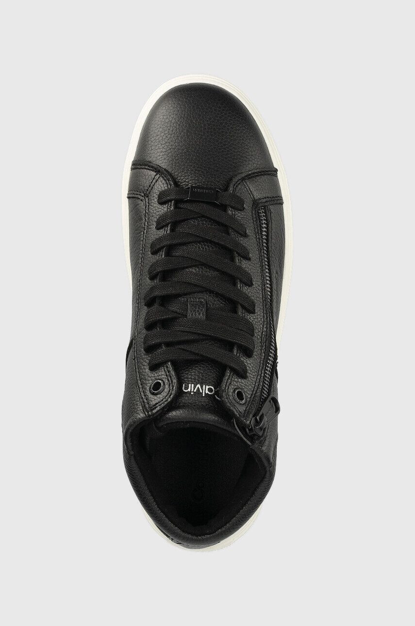 Calvin Klein Kožené tenisky High Top Lace Up W/Zip čierna farba - Pepit.sk