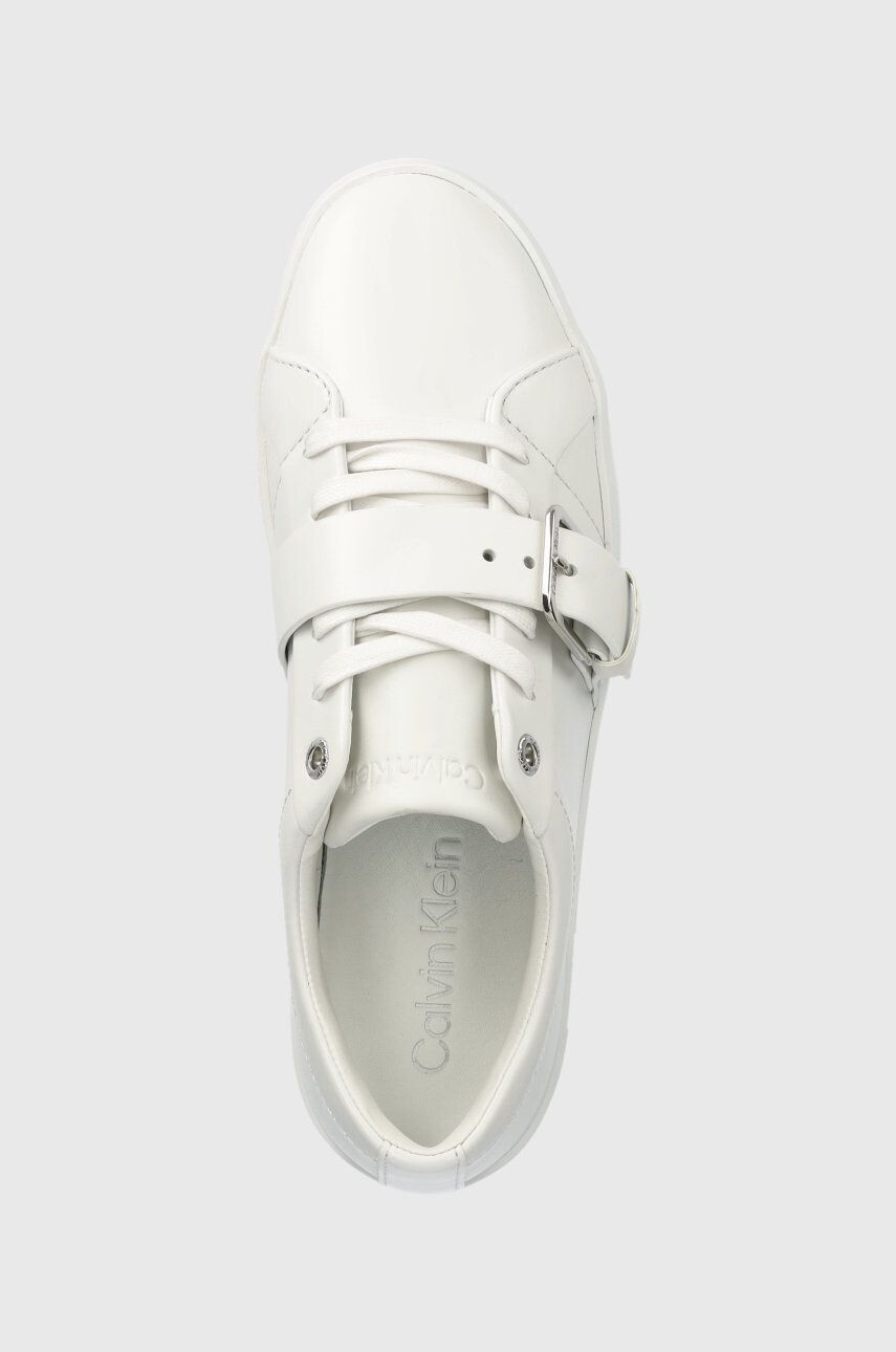 Calvin Klein Kožené tenisky Flatform Cupsole Lace Up biela farba - Pepit.sk