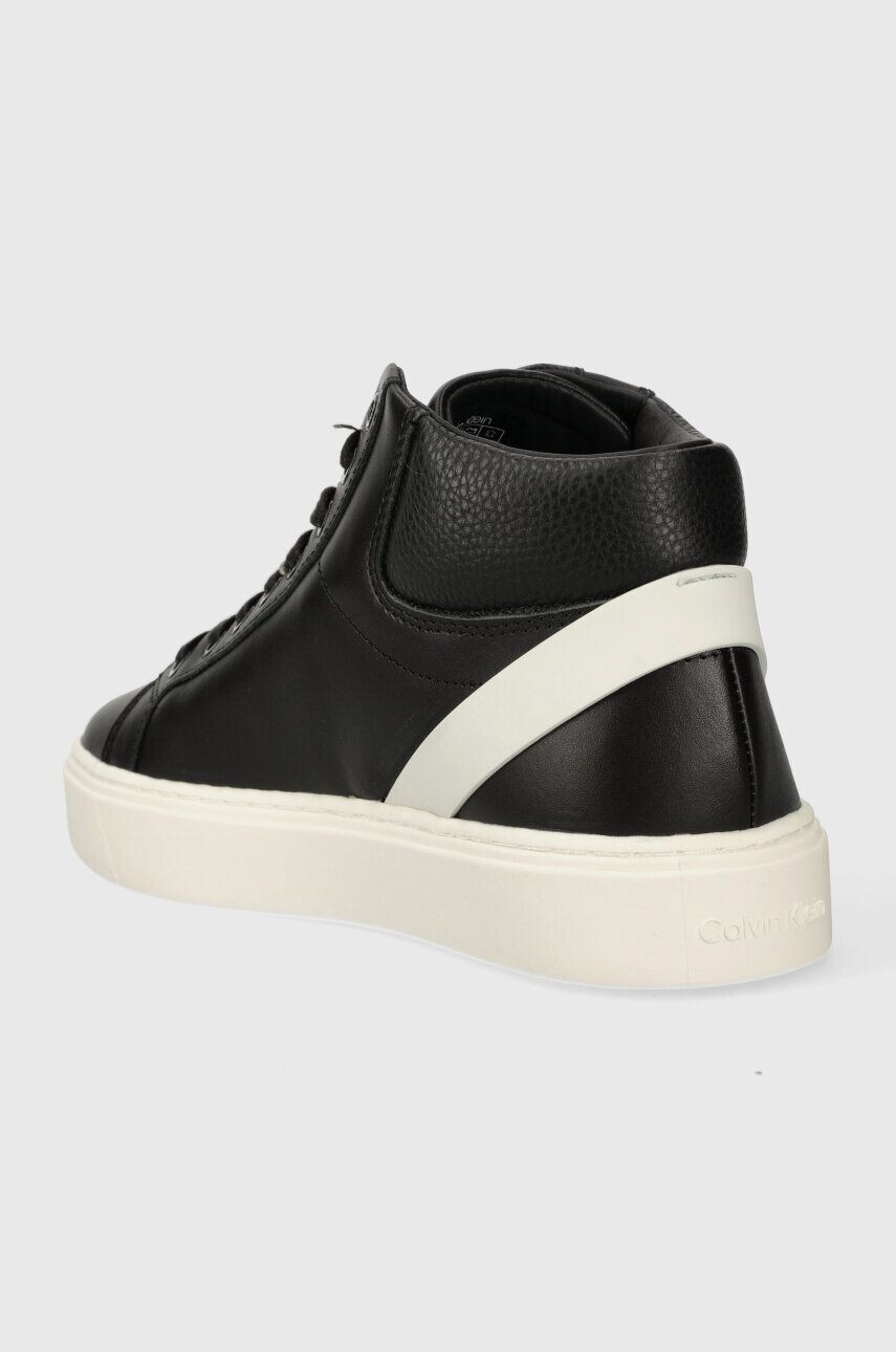 Calvin Klein Kožené tenisky HIGH TOP LACE UP ARCHIVE STRIPE čierna farba HM0HM01291 - Pepit.sk