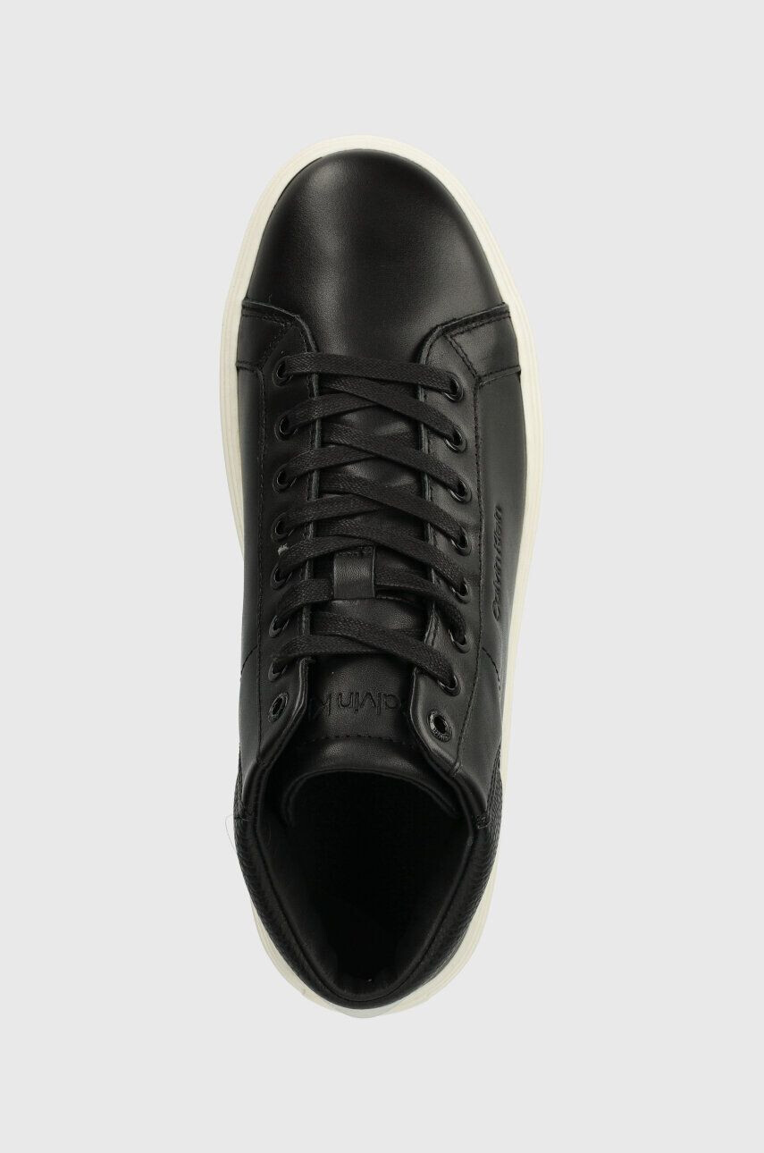 Calvin Klein Kožené tenisky HIGH TOP LACE UP ARCHIVE STRIPE čierna farba HM0HM01291 - Pepit.sk