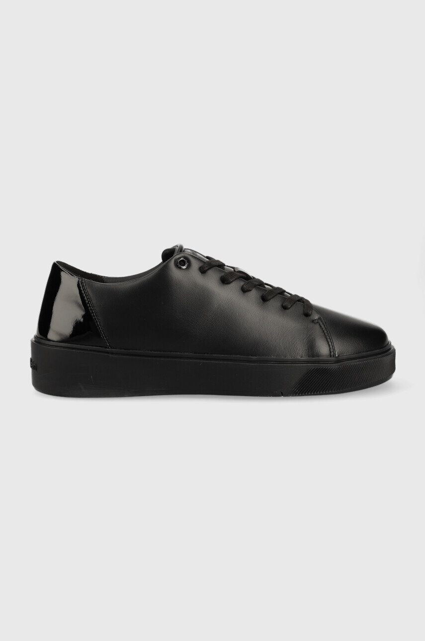 Calvin Klein Kožené tenisky HM0HM00869 LOW TOP LACE UP FESTIVE čierna farba - Pepit.sk