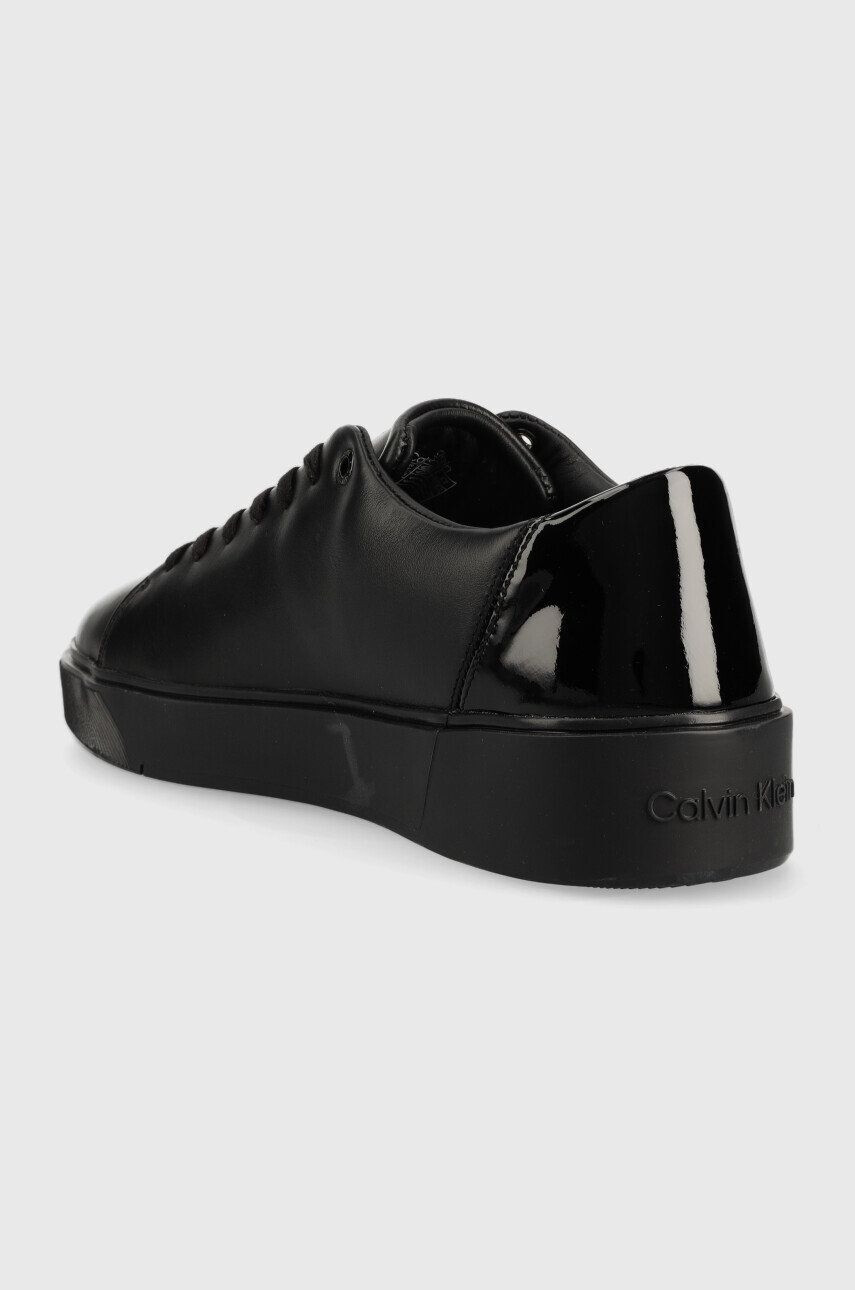 Calvin Klein Kožené tenisky HM0HM00869 LOW TOP LACE UP FESTIVE čierna farba - Pepit.sk