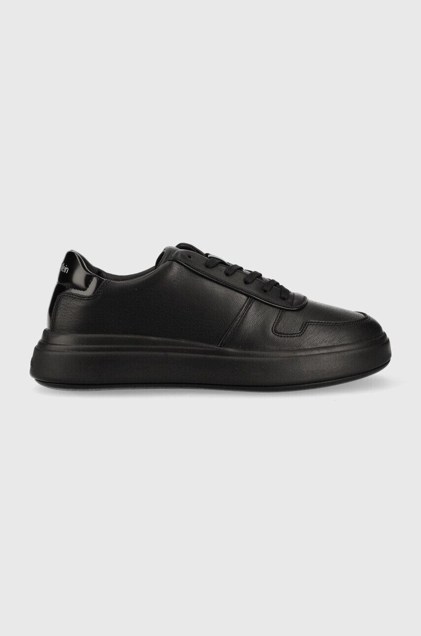 Calvin Klein Kožené tenisky HM0HM00992 LOW TOP LACE UP PIPING čierna farba - Pepit.sk