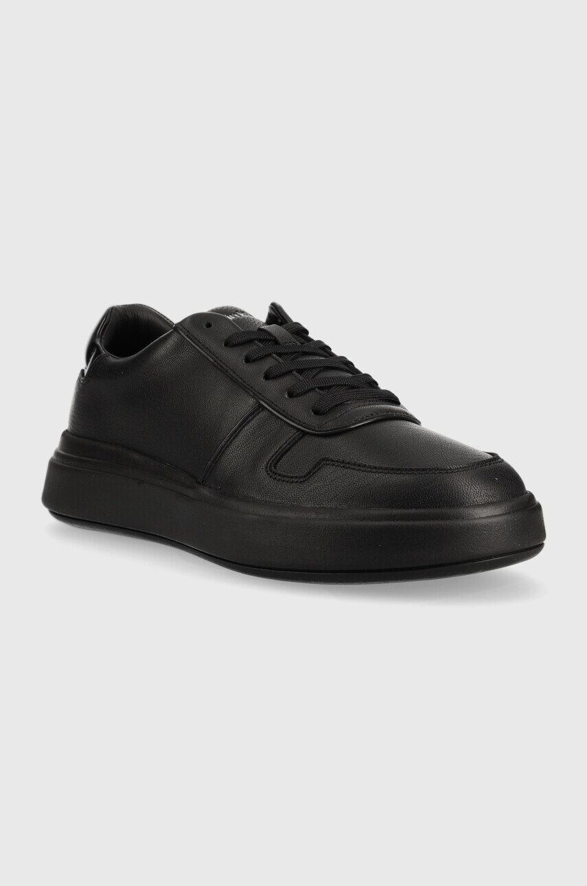 Calvin Klein Kožené tenisky HM0HM00992 LOW TOP LACE UP PIPING čierna farba - Pepit.sk