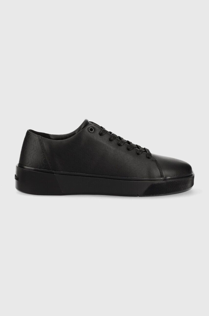 Calvin Klein Kožené tenisky LOW LACE UP LTH MONO čierna farba HM0HM01236 - Pepit.sk