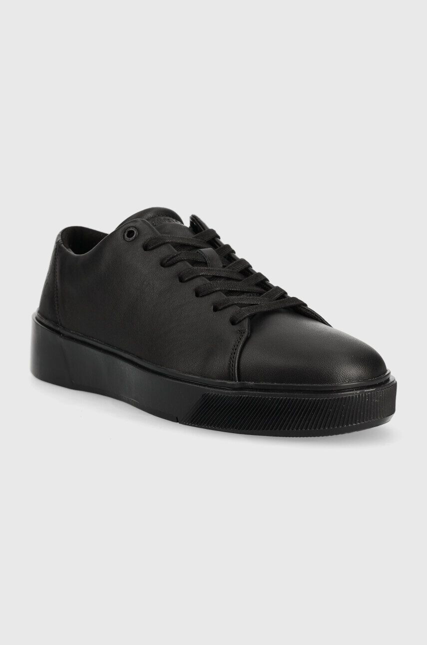 Calvin Klein Kožené tenisky LOW LACE UP LTH MONO čierna farba HM0HM01236 - Pepit.sk