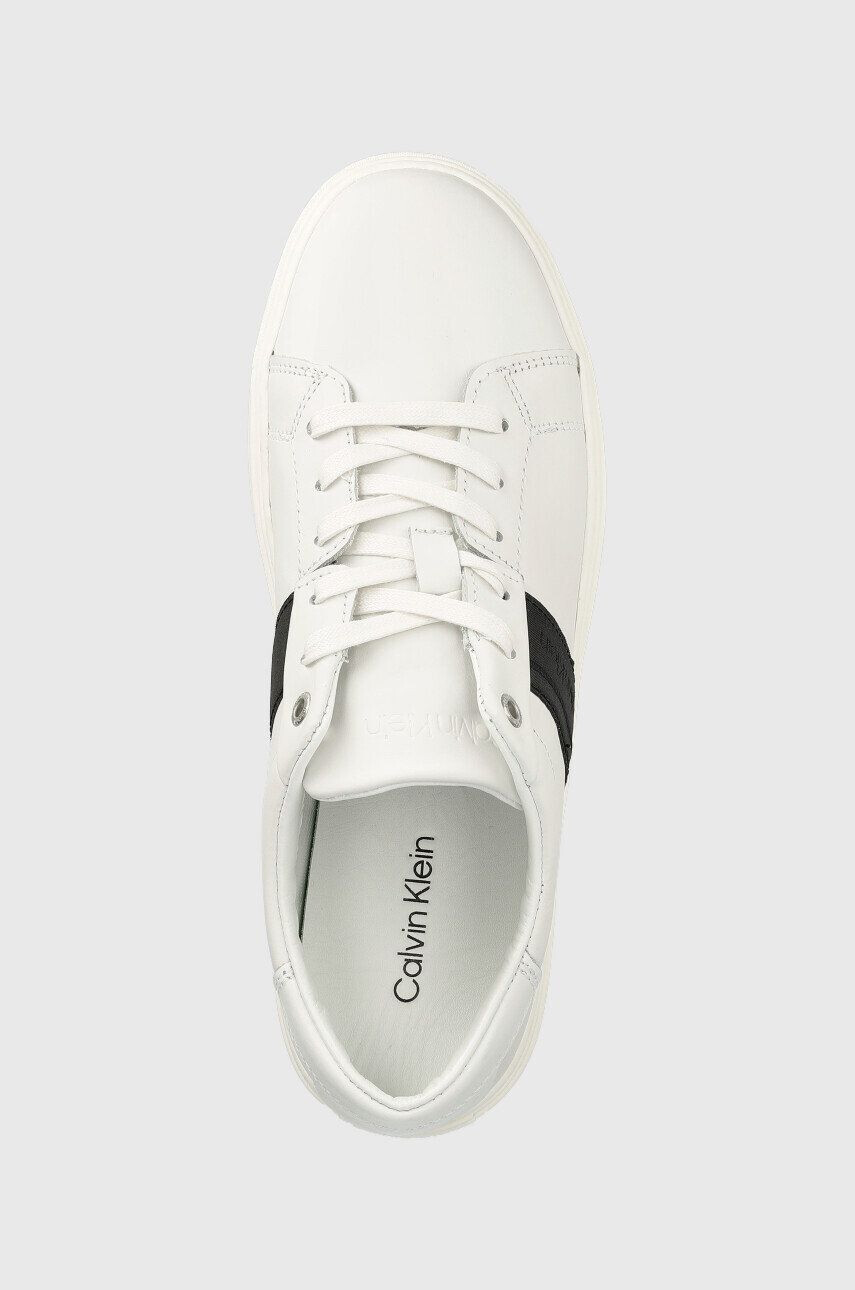 Calvin Klein Kožené tenisky Low Top Lace Up biela farba - Pepit.sk