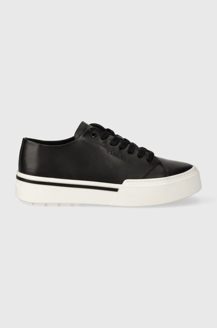 Calvin Klein Kožené tenisky LOW TOP LACE UP pánske čierna farba HM0HM01177 - Pepit.sk