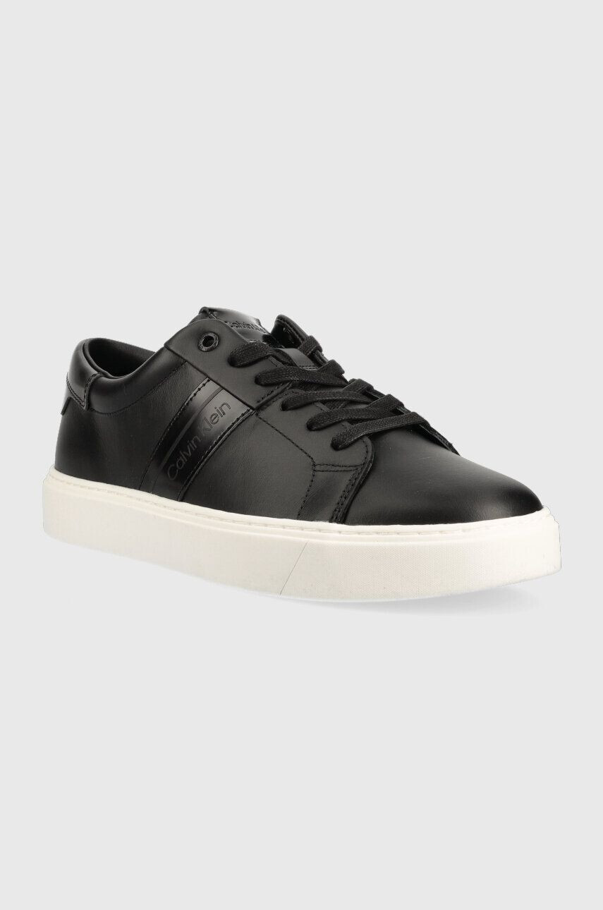 Calvin Klein Kožené tenisky LOW TOP LACE UP LTH čierna farba HM0HM01055 - Pepit.sk