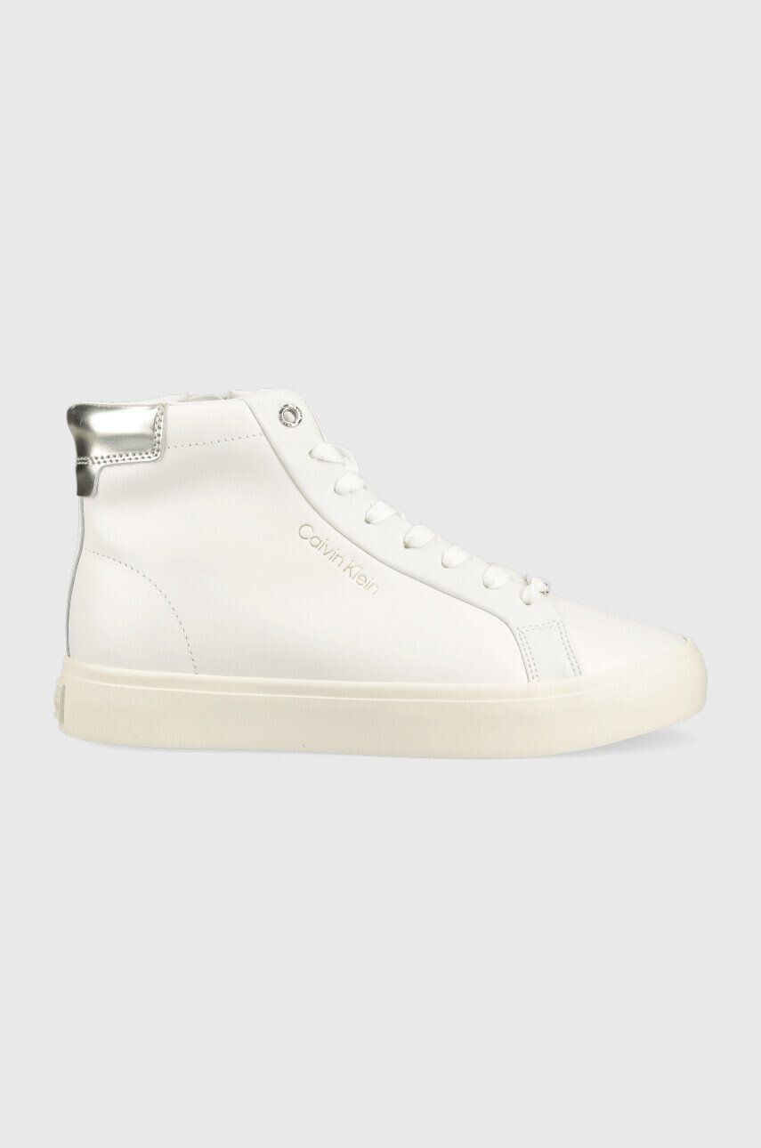 Calvin Klein Kožené tenisky Vulc High Top biela farba - Pepit.sk