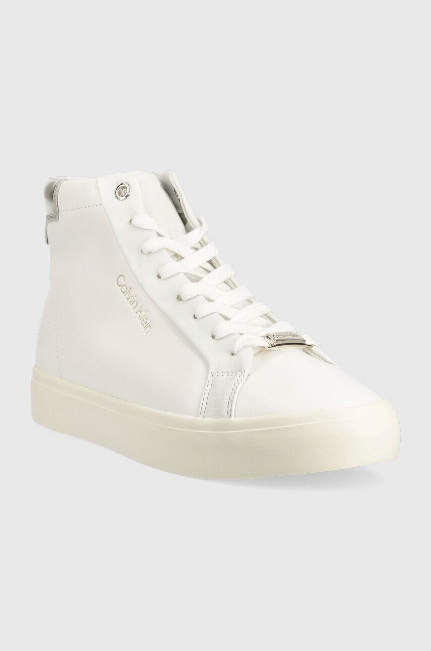 Calvin Klein Kožené tenisky Vulc High Top biela farba - Pepit.sk