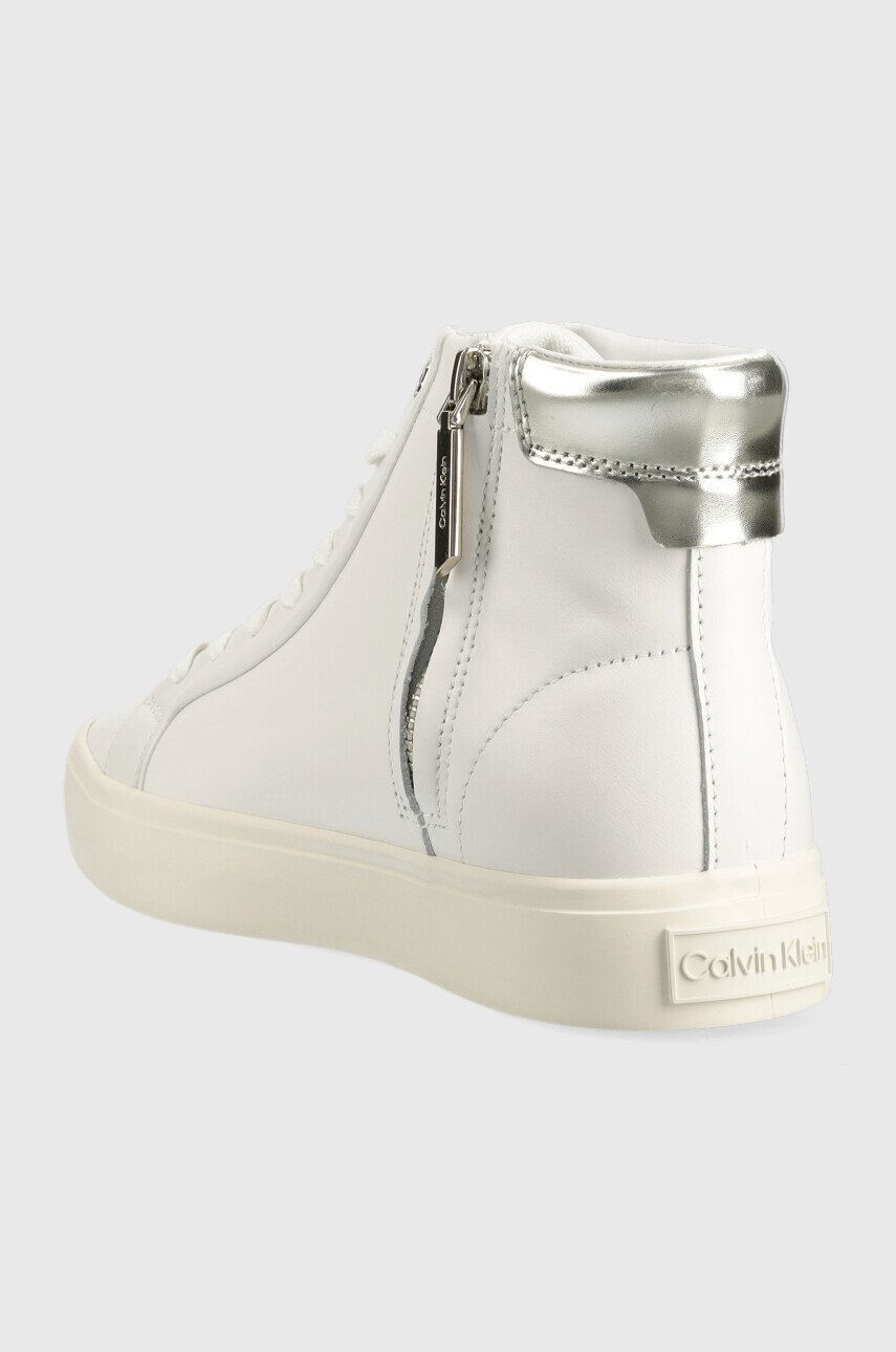 Calvin Klein Kožené tenisky Vulc High Top biela farba - Pepit.sk