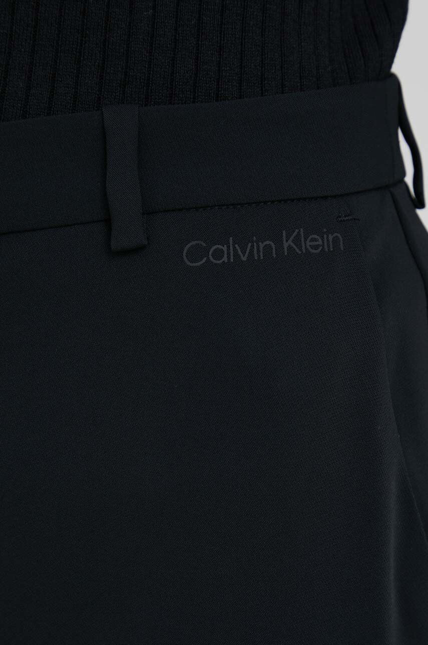 Calvin Klein Nohavice dámske čierna farba široké stredne vysoký pás - Pepit.sk