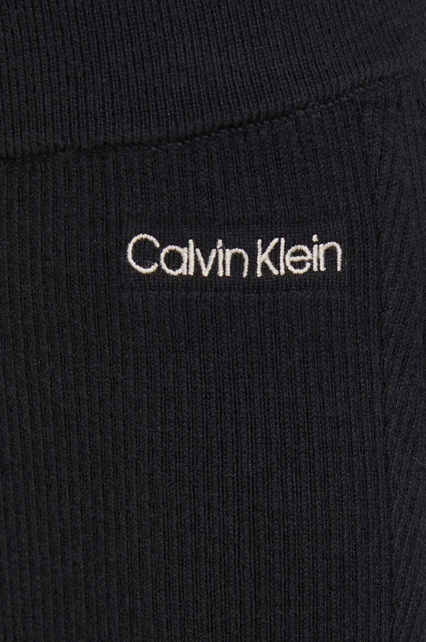 Calvin Klein Nohavice s prímesou vlny čierna farba široké vysoký pás - Pepit.sk