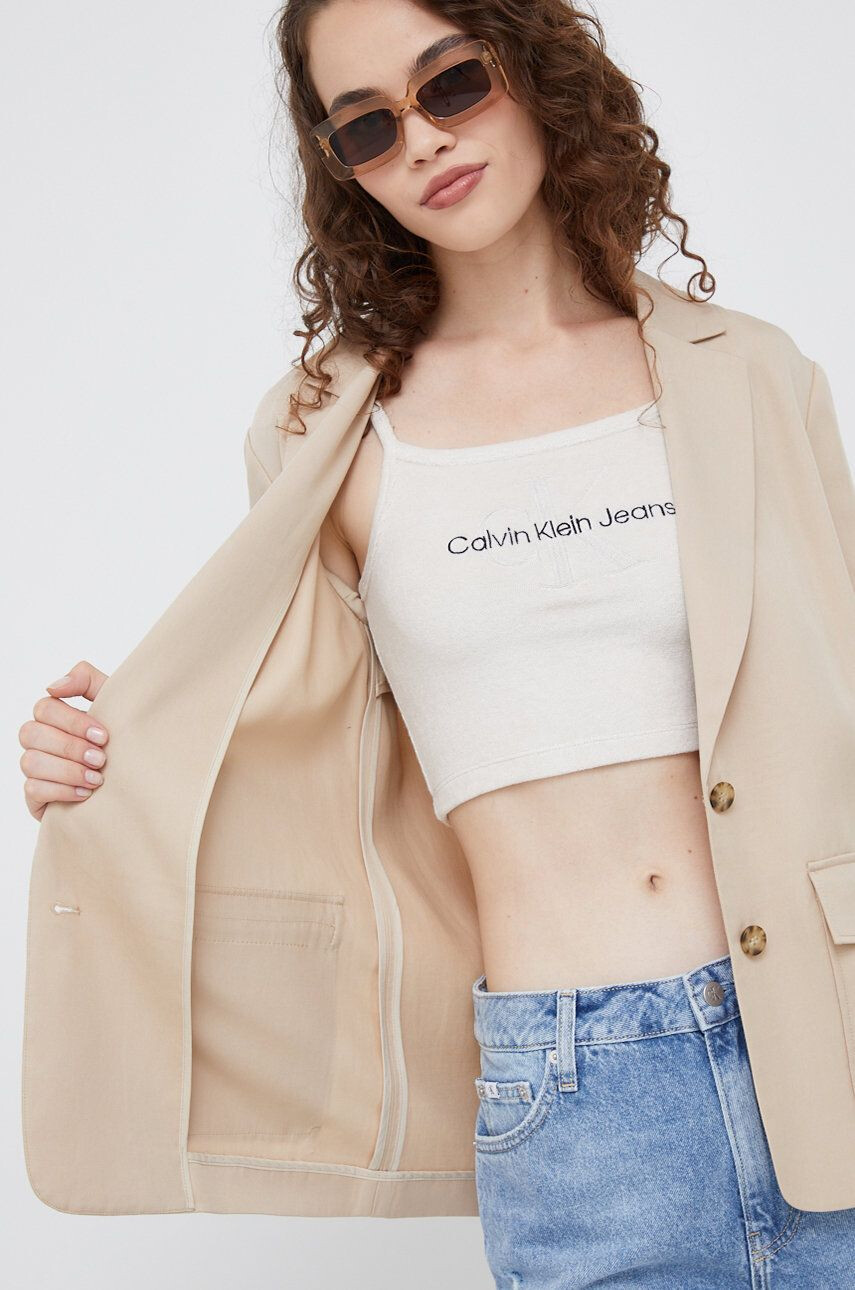 Calvin Klein Sako čierna farba jednoradové jednofarebná - Pepit.sk