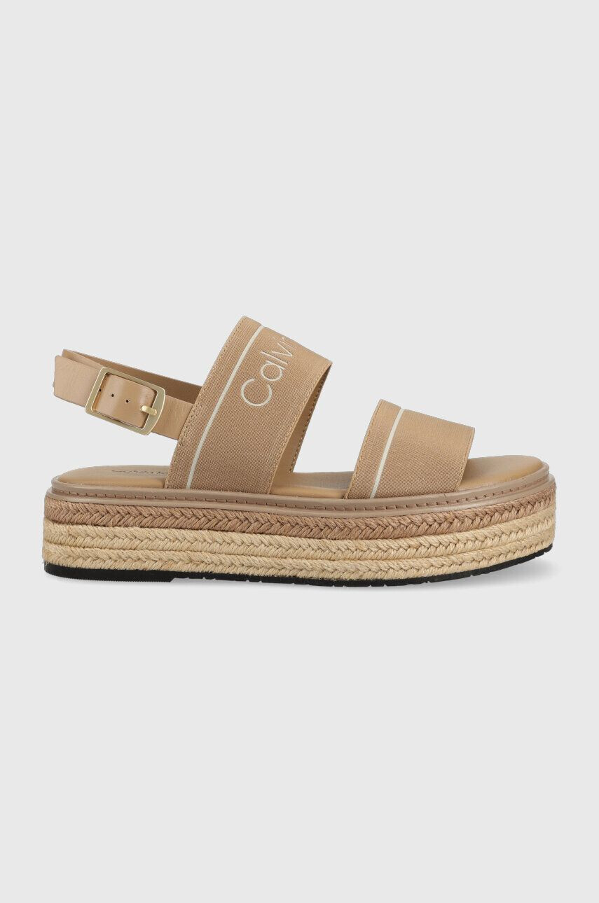 Calvin Klein Sandále FLATFORM WEDGE - HE dámske biela farba na platforme HW0HW01497 - Pepit.sk