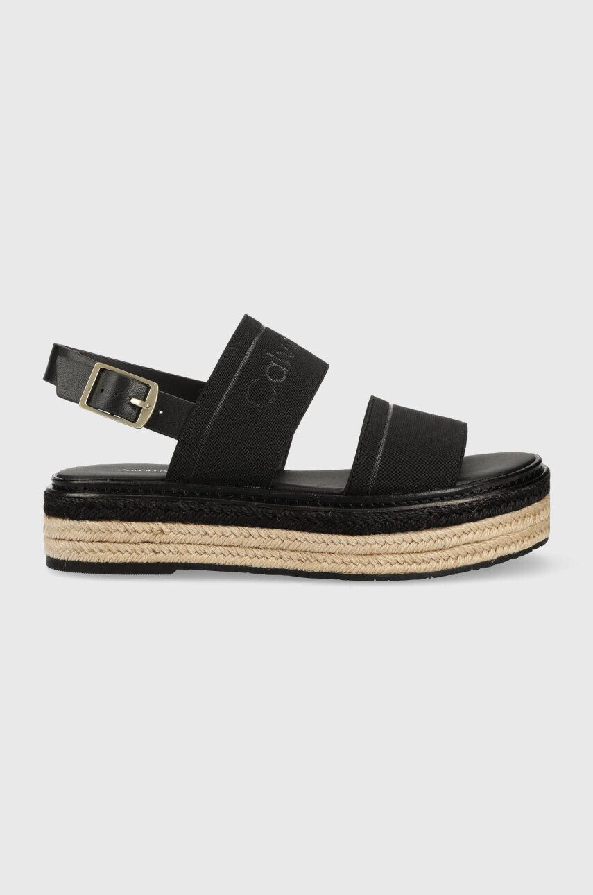 Calvin Klein Sandále FLATFORM WEDGE - HE dámske čierna farba na platforme HW0HW01497 - Pepit.sk