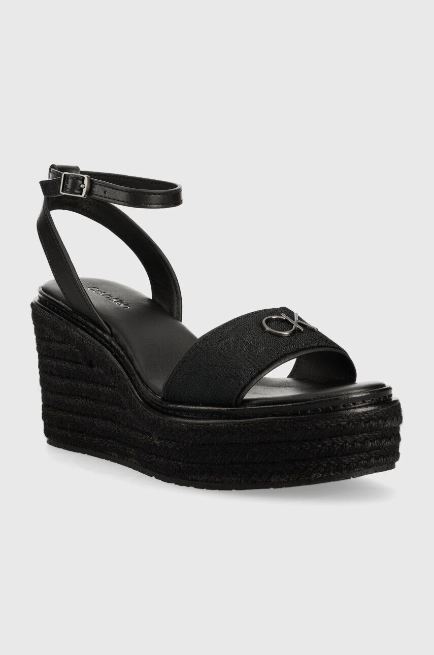 Calvin Klein Sandále WEDGE 50HH W/HW - JQ dámske čierna farba na kline HW0HW01490 - Pepit.sk