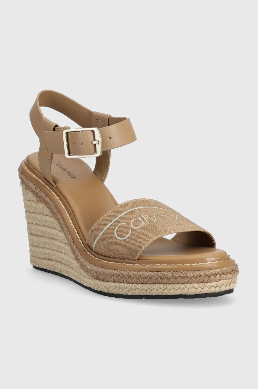 Calvin Klein Sandále WEDGE 70HH - HE dámske béžová farba na kline HW0HW01499 - Pepit.sk