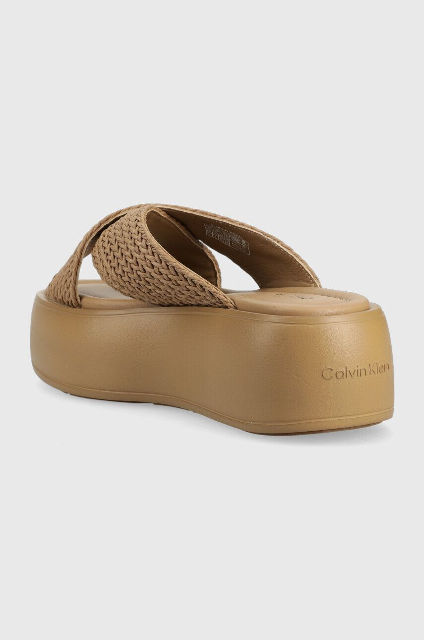 Calvin Klein Šľapky BUBBLE SLIDE - WOVEN dámske béžová farba na platforme HW0HW01468 - Pepit.sk