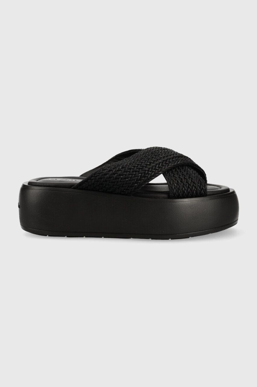 Calvin Klein Šľapky BUBBLE SLIDE - WOVEN dámske čierna farba na platforme HW0HW01468 - Pepit.sk