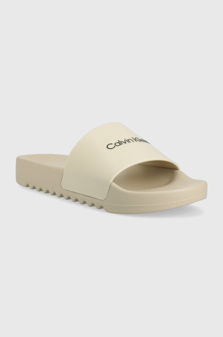 Calvin Klein Šľapky CHUNCKY POOL SLIDE R pánske béžová farba HM0HM01063 - Pepit.sk