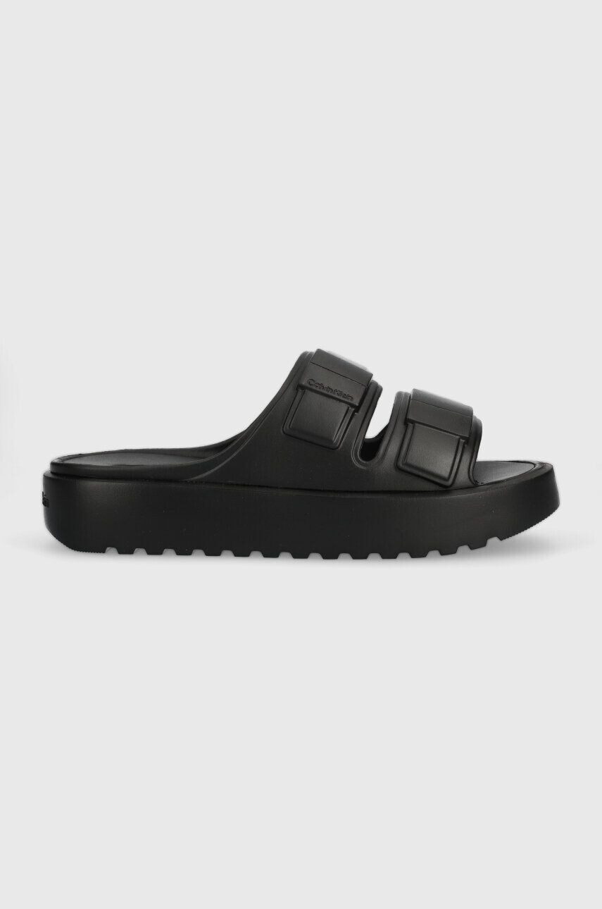 Calvin Klein Šľapky DOUBLE STRAP SLIPPER pánske čierna farba HM0HM00967 - Pepit.sk