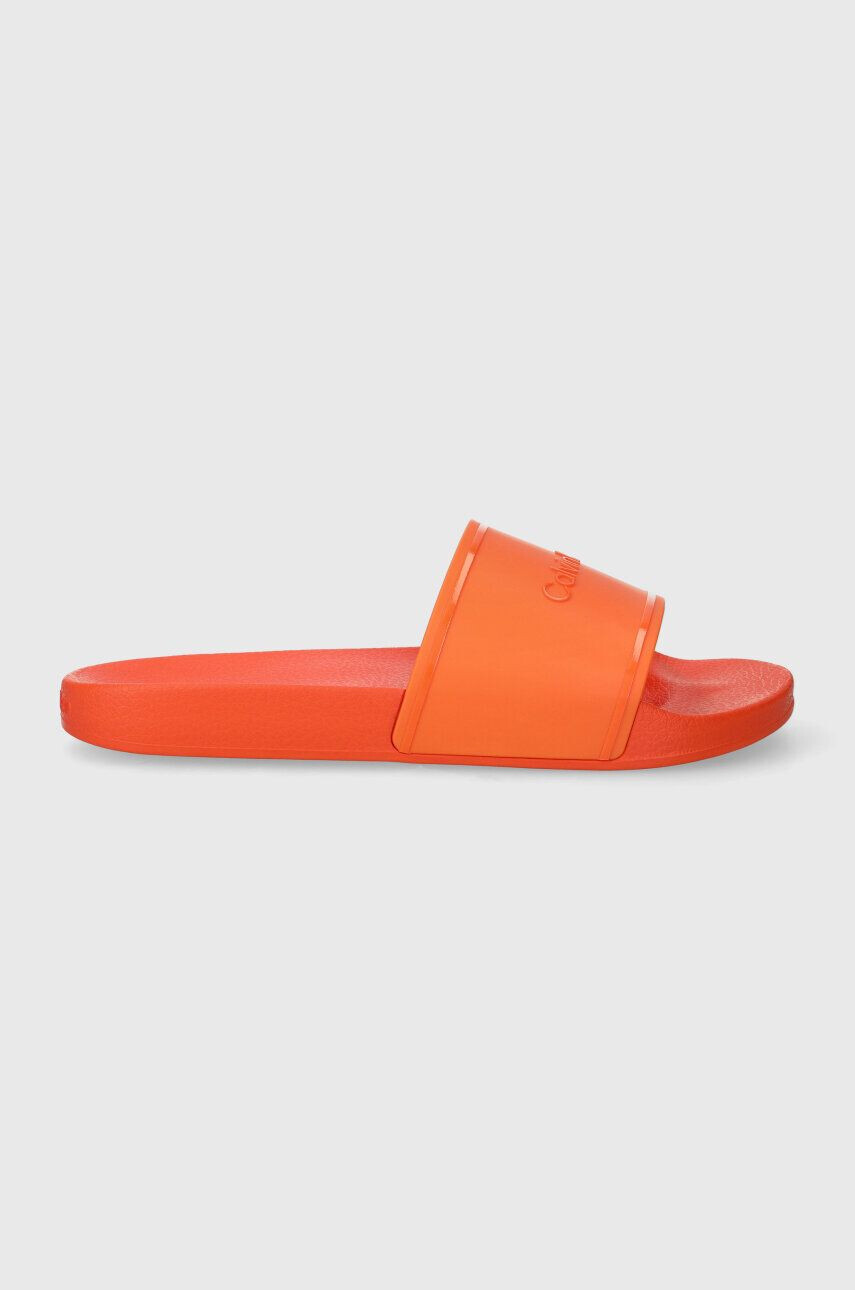 Calvin Klein Šľapky POOL SLIDE RUBBER dámske oranžová farba HW0HW02000 - Pepit.sk