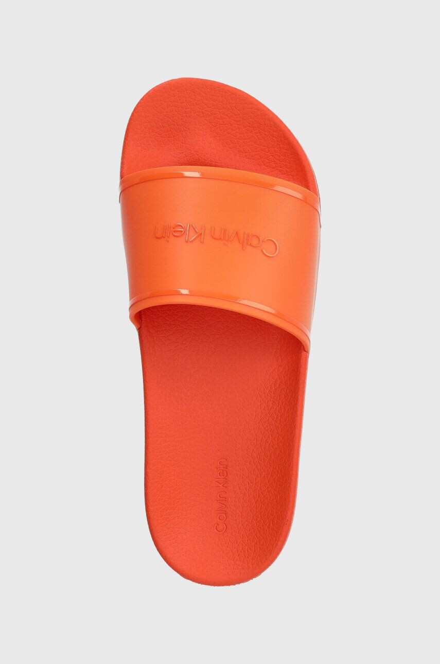 Calvin Klein Šľapky POOL SLIDE RUBBER dámske oranžová farba HW0HW02000 - Pepit.sk