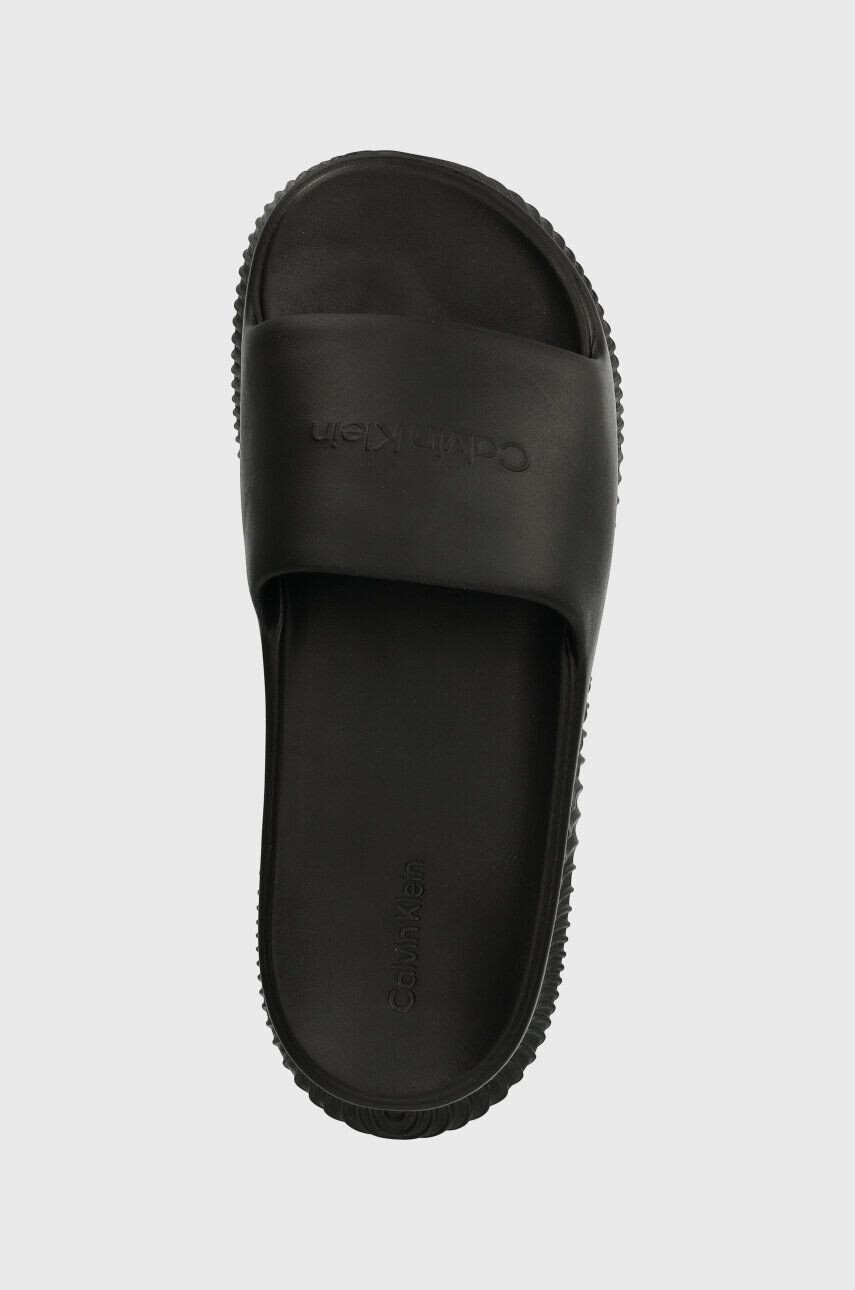 Calvin Klein Šľapky TEXTURE HYBRID SLIDE dámske čierna farba na platforme HW0HW01850 - Pepit.sk