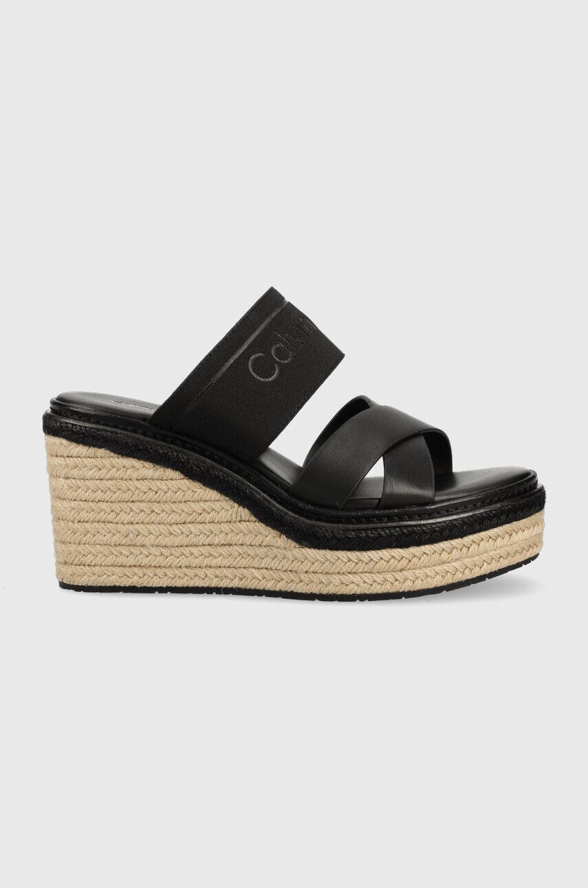 Calvin Klein Šľapky WEDGE 50HH - HE dámske čierna farba na kline HW0HW01498 - Pepit.sk