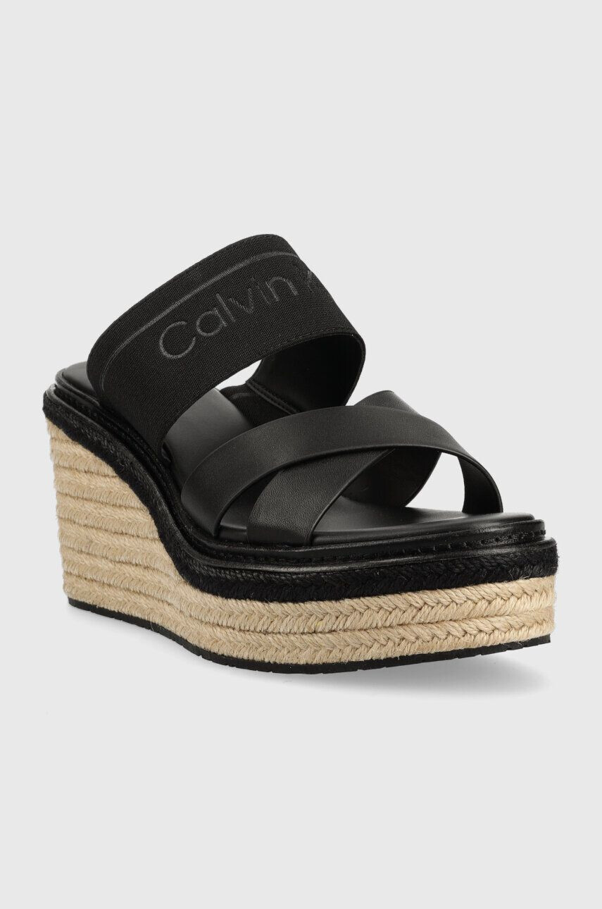 Calvin Klein Šľapky WEDGE 50HH - HE dámske čierna farba na kline HW0HW01498 - Pepit.sk