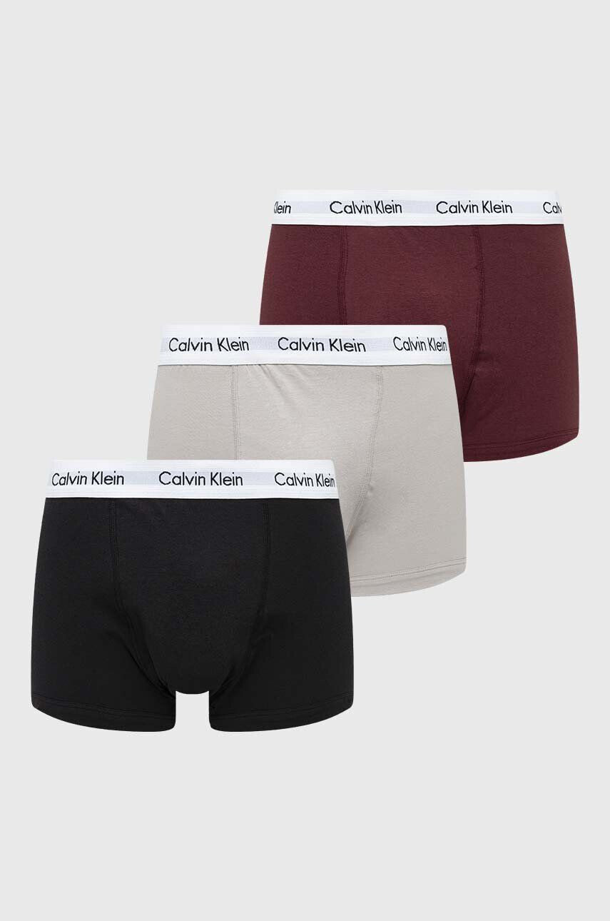 Calvin Klein Underwear Boxerky 3-pak pánske bordová farba - Pepit.sk