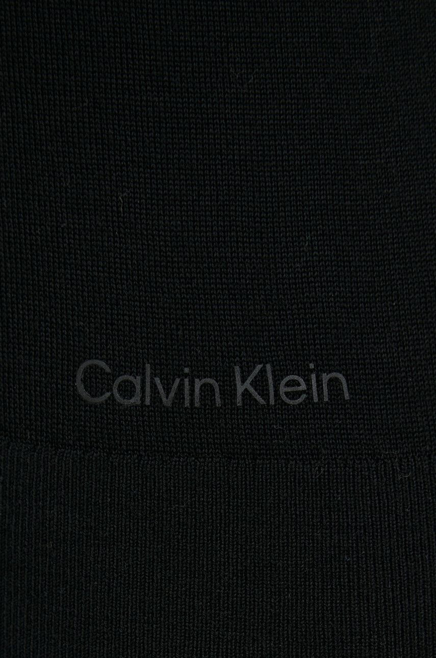 Calvin Klein Vlnená vesta čierna farba s rolákom - Pepit.sk