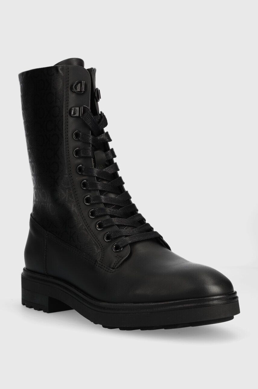 Calvin Klein Workery CLEAT COMBAT BOOT - EPI MONO MIX dámske čierna farba na platforme HW0HW01713 - Pepit.sk