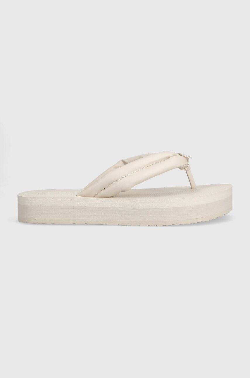 Calvin Klein Žabky FLATFORM FLIP FLOP W/HW dámske béžová farba na platforme HW0HW01503 - Pepit.sk