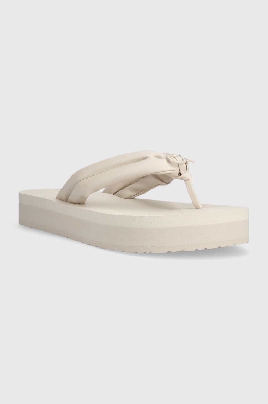 Calvin Klein Žabky FLATFORM FLIP FLOP W/HW dámske béžová farba na platforme HW0HW01503 - Pepit.sk