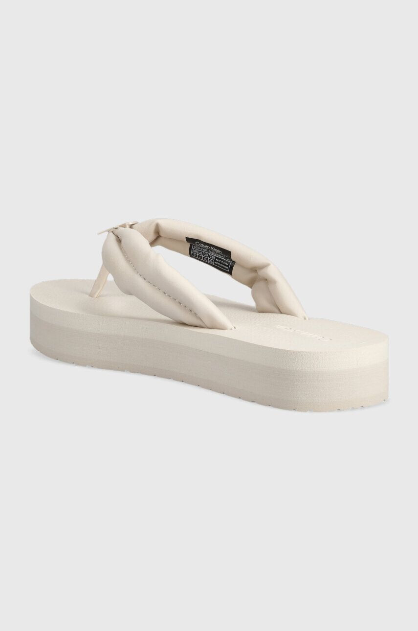 Calvin Klein Žabky FLATFORM FLIP FLOP W/HW dámske béžová farba na platforme HW0HW01503 - Pepit.sk