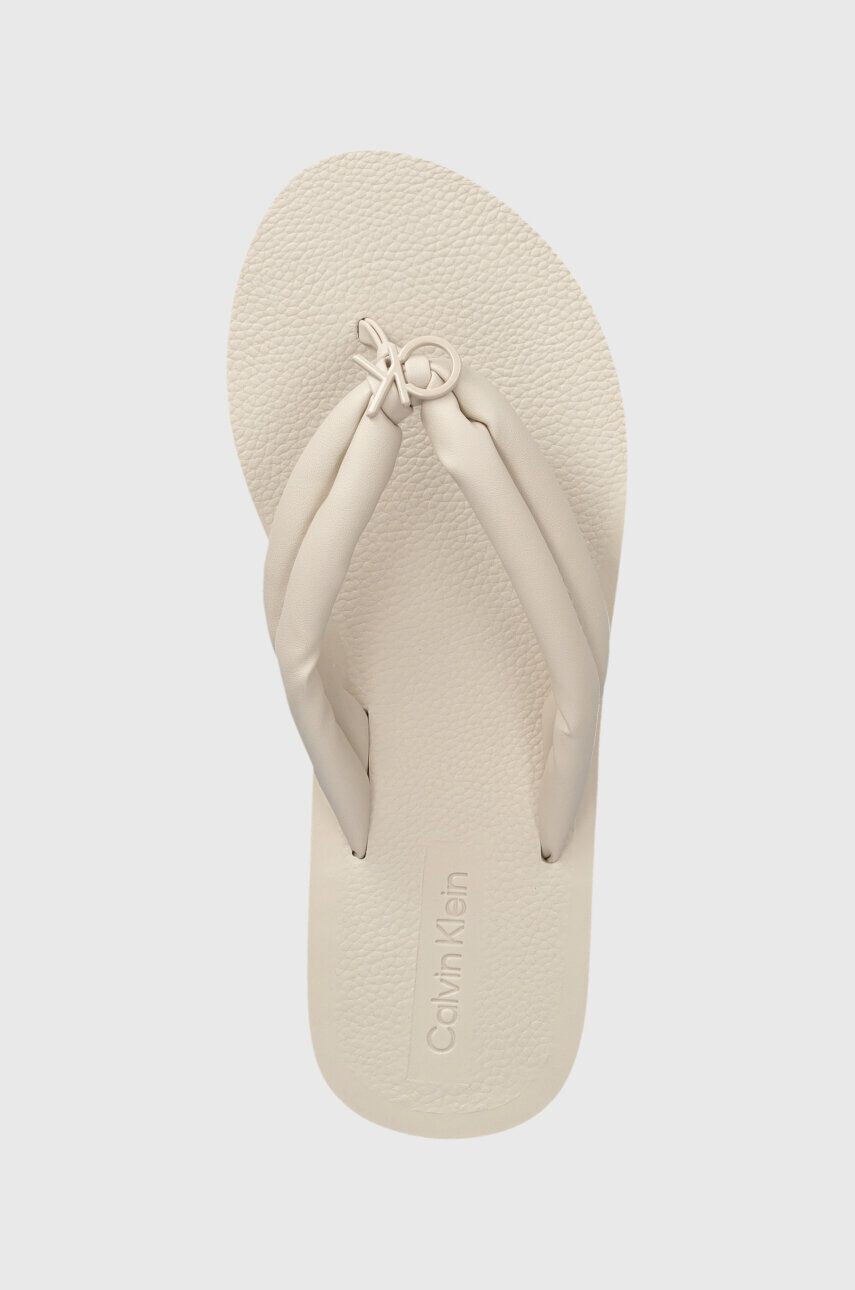 Calvin Klein Žabky FLATFORM FLIP FLOP W/HW dámske béžová farba na platforme HW0HW01503 - Pepit.sk