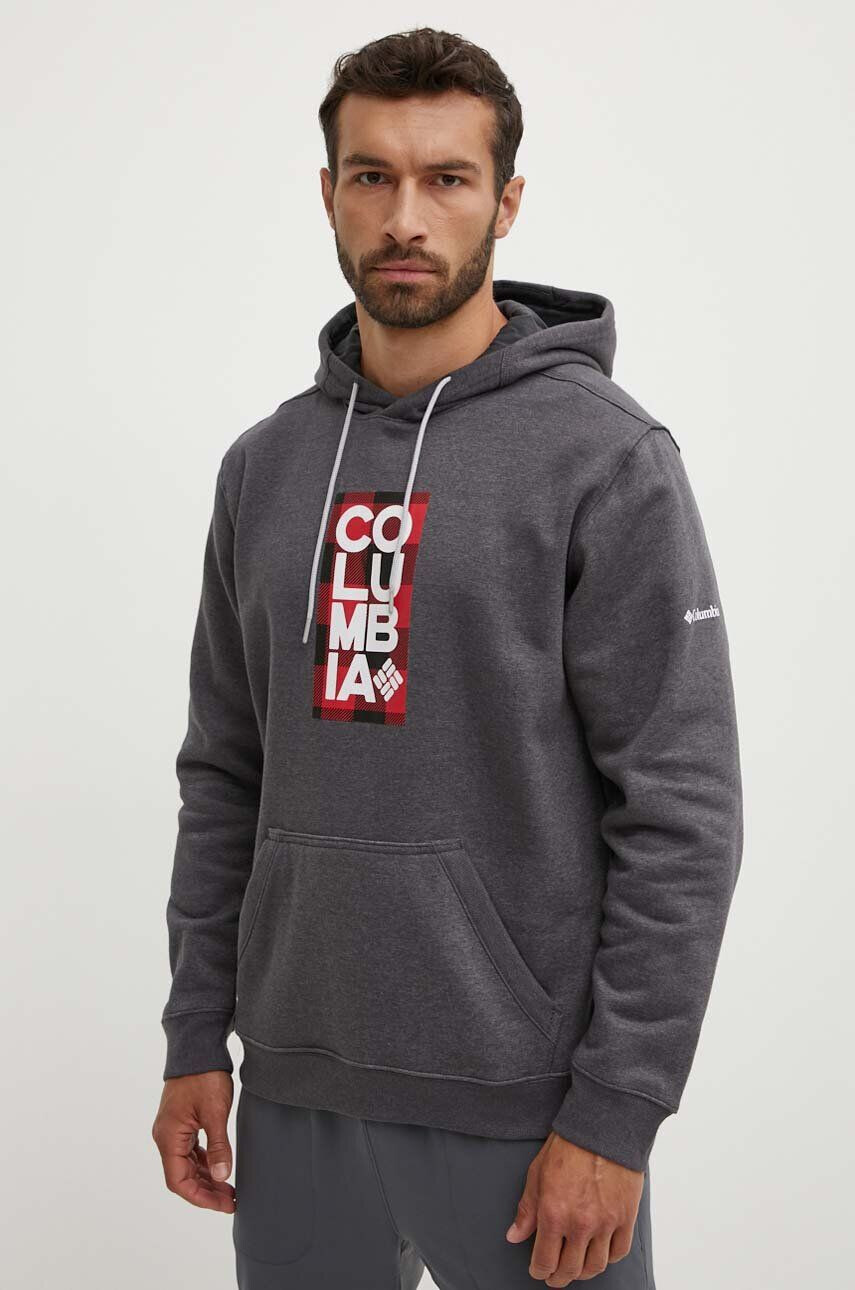 Columbia Mikina HOODIE EM2179-GREY pánska šedá farba s kapucňou jednofarebná - Pepit.sk