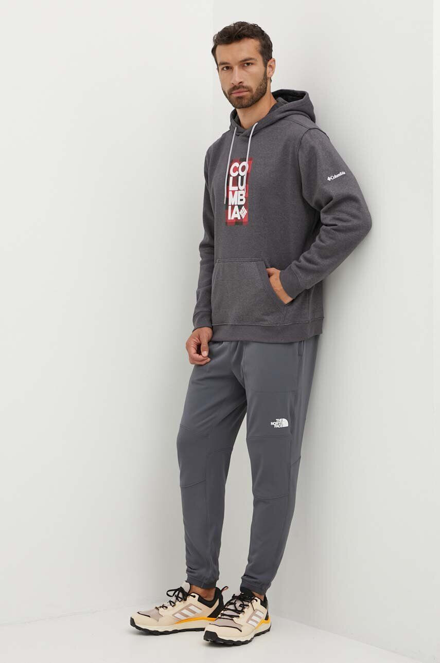 Columbia Mikina HOODIE EM2179-GREY pánska šedá farba s kapucňou jednofarebná - Pepit.sk