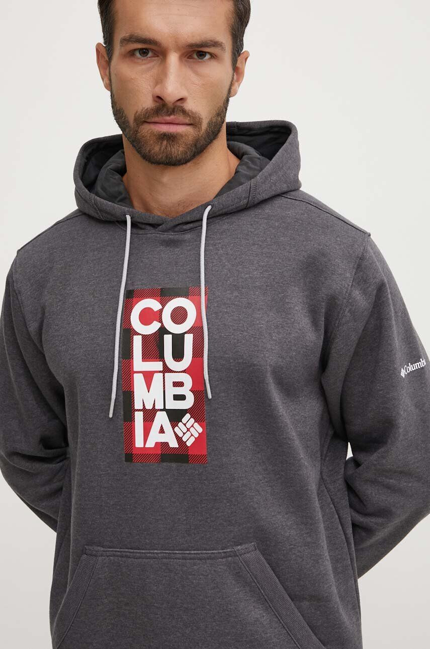 Columbia Mikina HOODIE EM2179-GREY pánska šedá farba s kapucňou jednofarebná - Pepit.sk