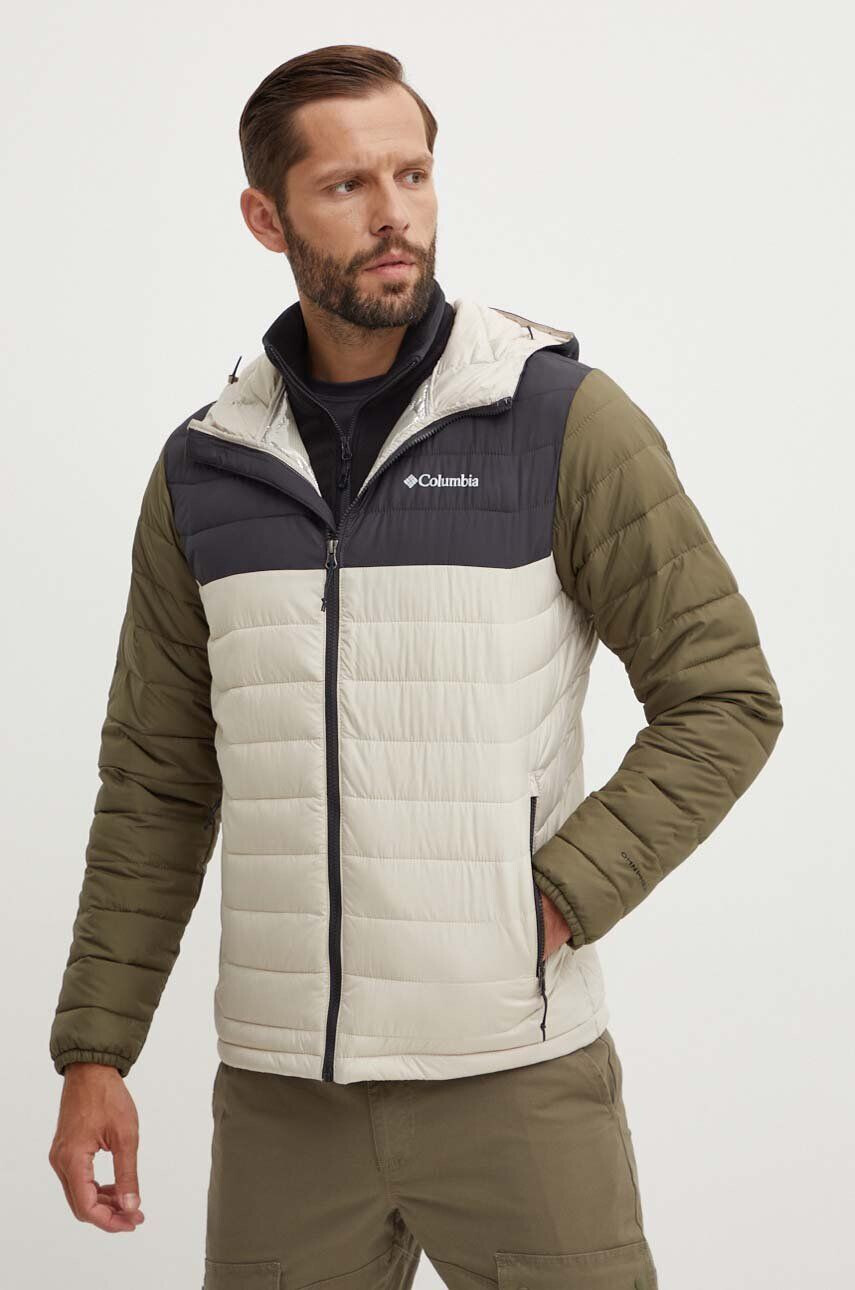 Columbia Športová bunda Powder Lite Hooded Jkt zelená farba zimná 1693931 - Pepit.sk